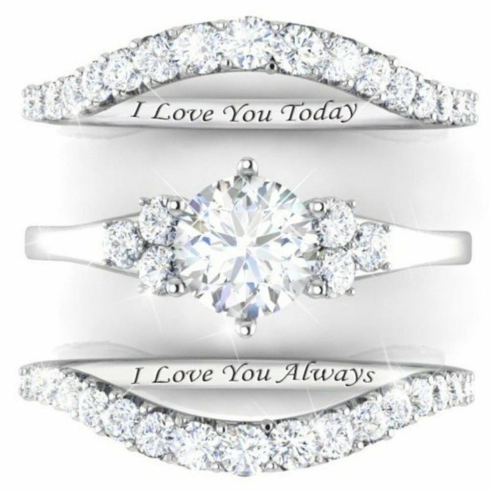 14k Gold Filled CZ 3 Piece Ring Set